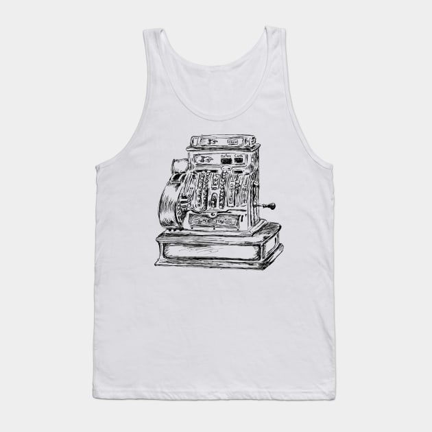 Antique Cash Register Print Tank Top by rachelsfinelines